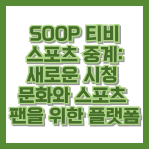 SOOP 티비 스포츠 중계: 새로운 시청 문화와 스포츠 팬을 위한 플랫폼