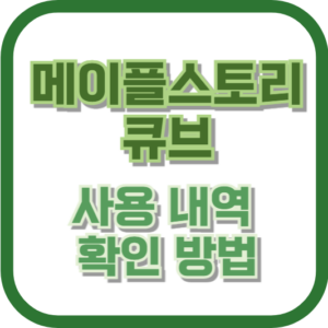 메이플스토리 큐브 사용 내역 확인 방법