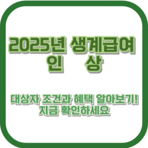 2025년 생계급여 인상, 대상자 조건과 혜택 알아보기! 지금 확인하세요