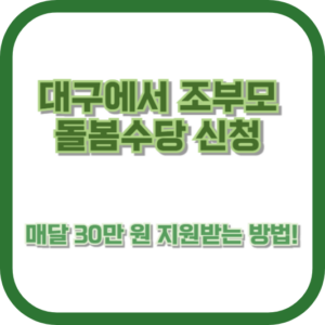 대구에서 조부모 돌봄수당 신청, 매달 30만 원 지원받는 방법!