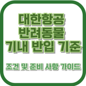 대한항공 반려동물 기내 반입 기준: 조건 및 준비 사항 가이드