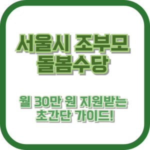 서울시 조부모 돌봄수당, 월 30만 원 지원받는 초간단 가이드!