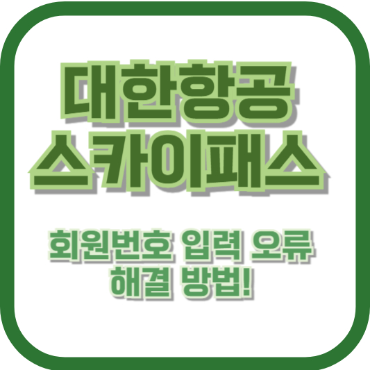 대한항공 스카이패스 회원번호 입력 오류 해결 방법!