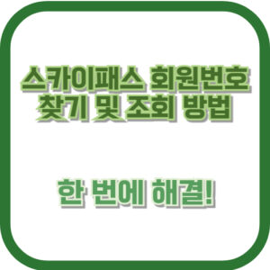 스카이패스 회원번호 찾기 및 조회 방법 - 한 번에 해결!