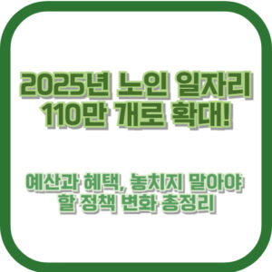 2025년 노인 일자리 110만 개로 확대! 예산과 혜택, 놓치지 말아야 할 정책 변화 총정리