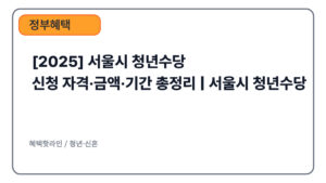 [2025] 서울시 청년수당 신청 자격·금액·기간 총정리 | 서울시 청년수당