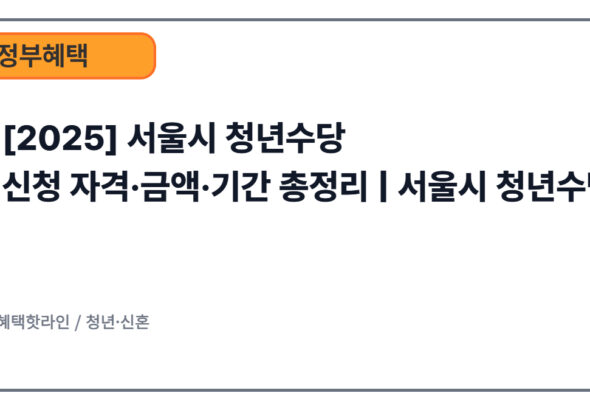 [2025] 서울시 청년수당 신청 자격·금액·기간 총정리 | 서울시 청년수당