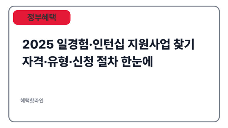 2025 일경험·인턴십 지원사업 찾기 | 자격·유형·신청 절차 한눈에