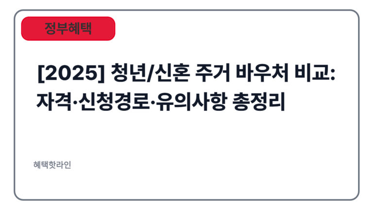 [2025] 청년/신혼 주거 바우처 비교: 자격·신청경로·유의사항 총정리