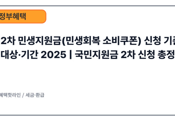 2차 민생지원금 신청 기준·기간 안내 2025” — Hook 아래, 목차 위에 배치 추천