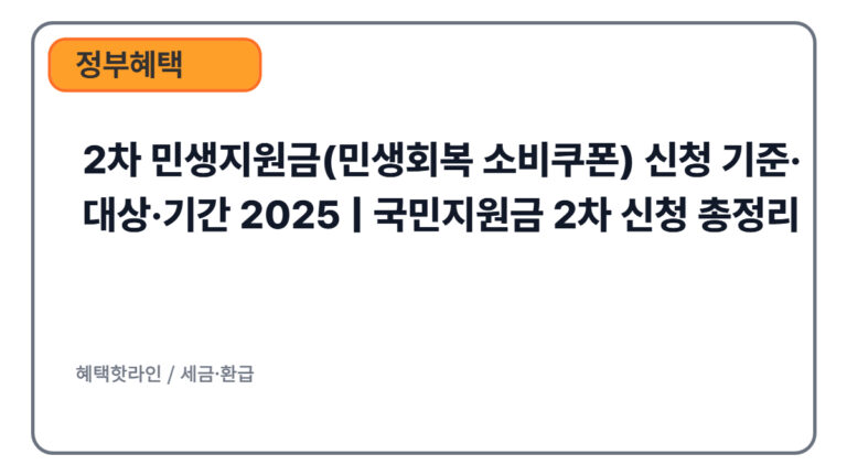 2차 민생지원금 신청 기준·기간 안내 2025” — Hook 아래, 목차 위에 배치 추천