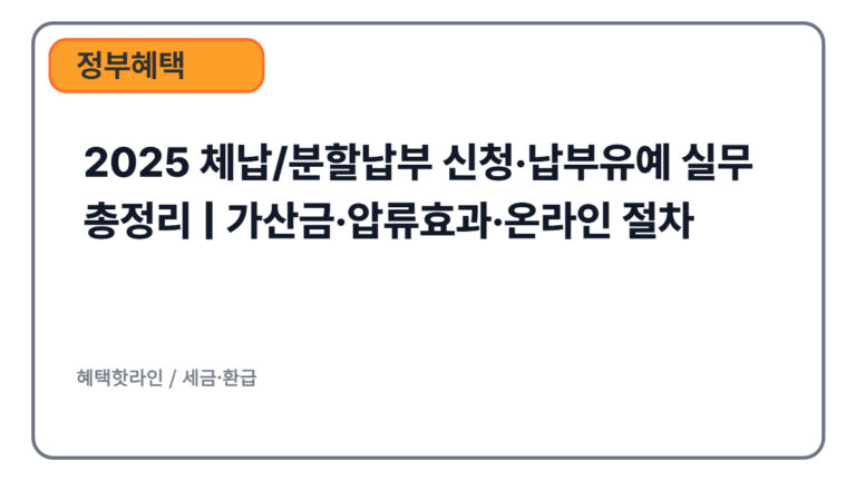 2025 체납/분할납부 신청·납부유예 실무 총정리 | 가산금·압류효과·온라인 절차