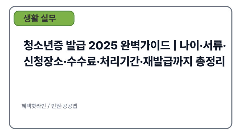 청소년증 발급 2025