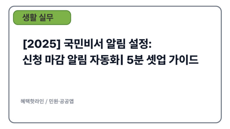 [2025] 국민비서 알림 설정: 신청 마감 알림 자동화 | 5분 셋업 가이드