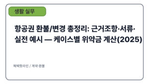 항공권 환불/변경 총정리: 근거조항·서류·실전 예시 — 케이스별 위약금 계산(2025)