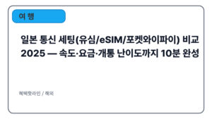 일본 통신 세팅(유심/eSIM/포켓와이파이) 비교 2025 — 속도·요금·개통 난이도까지 10분 완성